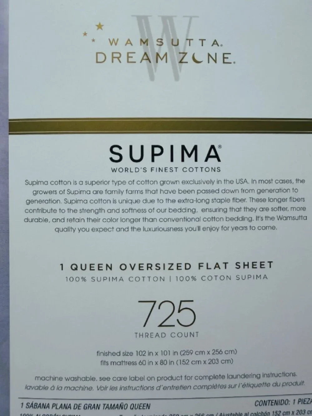 new LAVENDER Wamsutta DreamZone 725 TC 100% Cotton Oversized QUEEN Flat Sheet